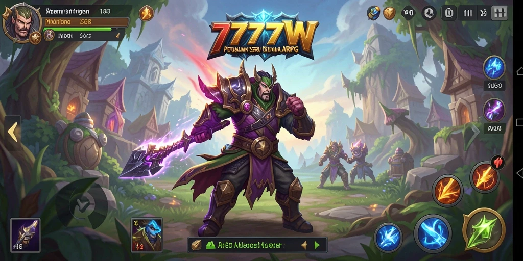 Tangkapan layar gameplay 7777W menampilkan pertarungan seru dengan efek visual yang menawan.