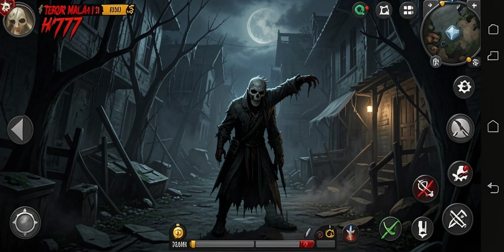 Screenshot HW777 menampilkan gameplay menegangkan dengan suasana horor yang mendalam.