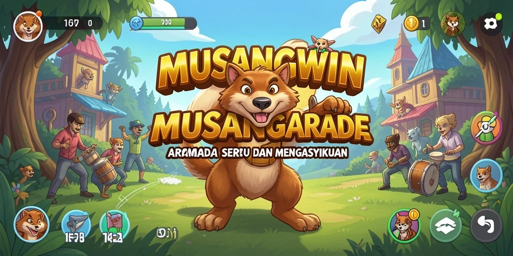Screenshot utama MUSANGWIN menampilkan gameplay seru dan menantang di level yang berbeda.