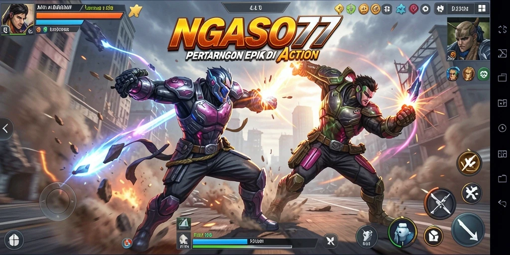 Gameplay mendebarkan saat bertarung dengan musuh di NGASO77.
