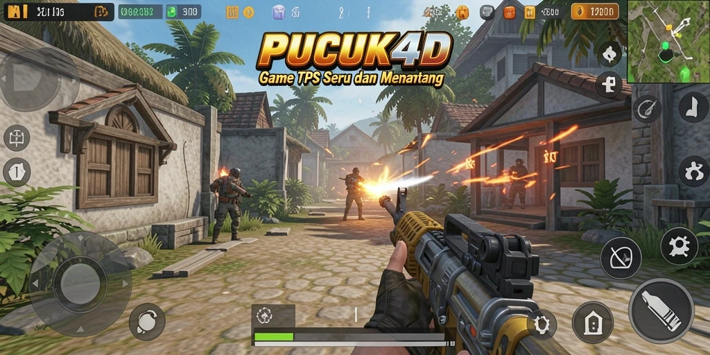 Tampilan menarik gameplay PUCUK4D dengan aksi tembak-tembakan TPS.