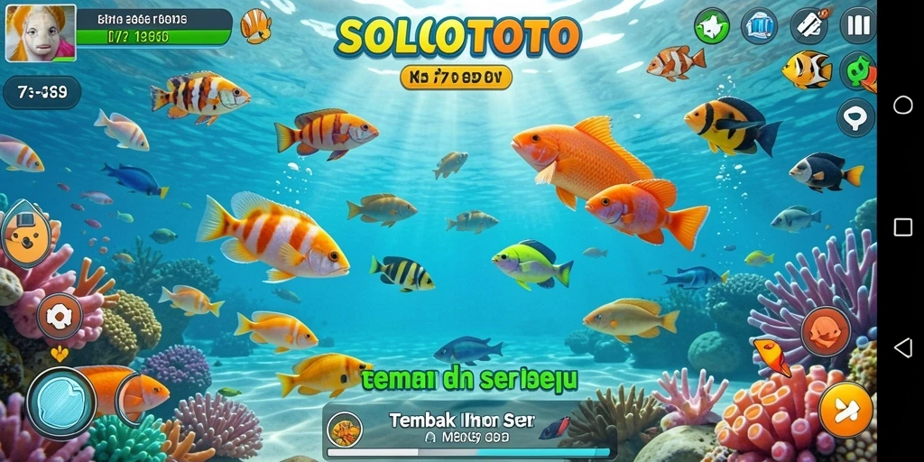 Screenshot gameplay SOLOTOTO menampilkan aksi tembak ikan yang seru.