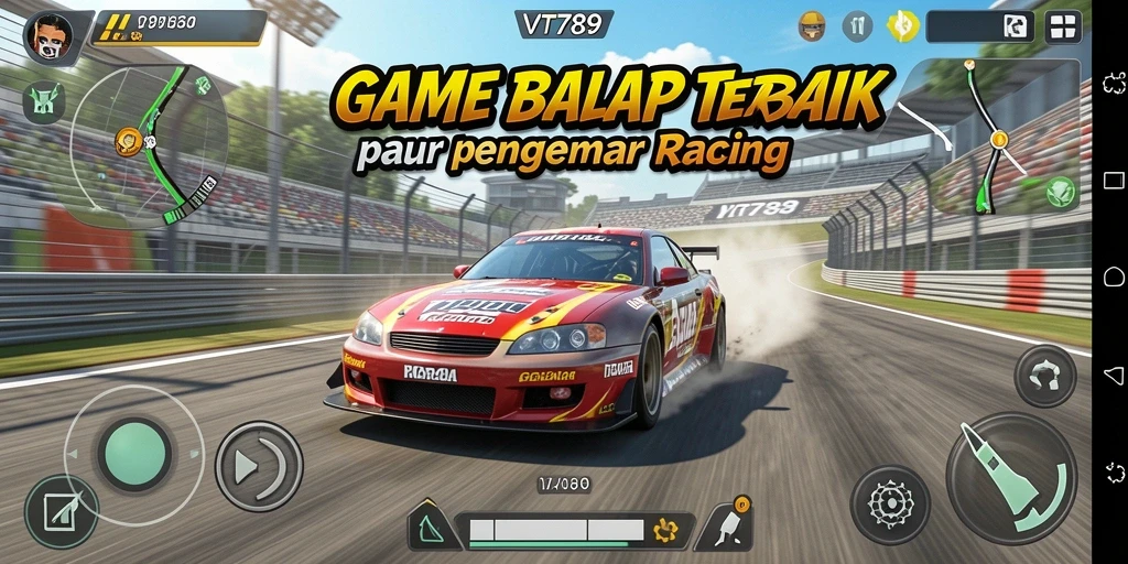 Screenshot gameplay VT789 menampilkan lintasan balap yang seru.
