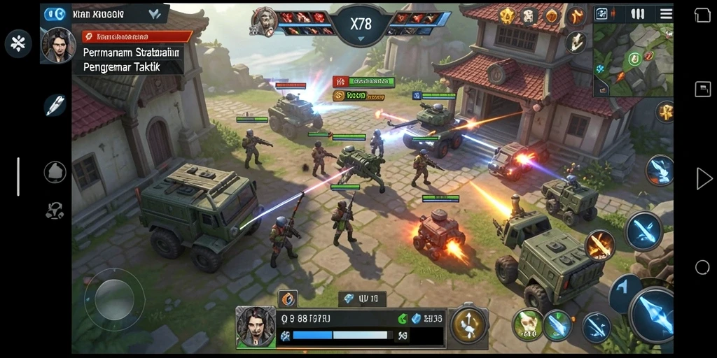 Screenshot X78 menampilkan pertempuran strategis yang intens dan mendebarkan.